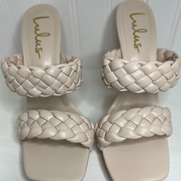 Lulu's Kakee Light Nude Woven High Heel Sandals Size 9 - Picture 6 of 7